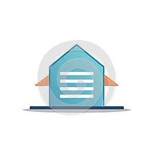 Abstract Geometric House Shape with Document Lines