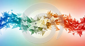 Abstract geometric illustration featuring a dynamic wave of interlocking triangles. The