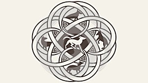 Abstract Geometric Intertwined Knot. Complex Pattern Design, vector design Generative AI