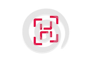 Abstract geometric line letter h square logo vector