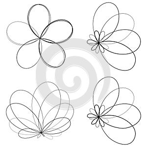 Abstract geometric lineart, lines design element. Outline knot-like mandala, motiff design