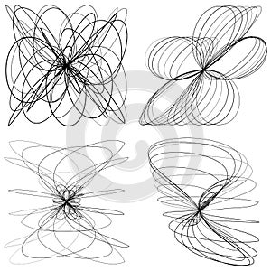 Abstract geometric lineart, lines design element. Outline knot-like mandala, motiff design