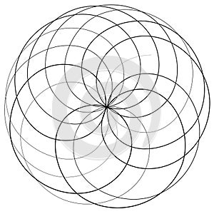 Abstract geometric lineart, lines design element. Outline knot-like mandala, motiff design