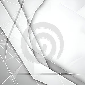 Abstract geometric lines angles shapes in white and gray layer background