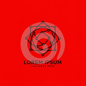 Abstract geometric logo featuring interconnected lines and nodes, forming a