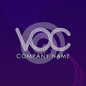 Abstract geometric logo VOC teamwork team. suitable for company VOC lettering, VOC logo icon with business card vector template.