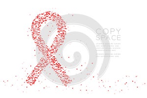 Abstract Geometric Low polygon square box pixel and Triangle pattern HIV Red ribbon shape, World AIDS Day concept design red color