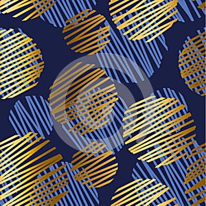 Abstract geometric luxury seamless pattern with round bouble elements.
