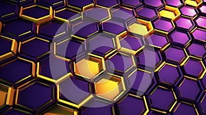 Abstract of Geometric Mesh Cells Purple and Gold Hexagon Background