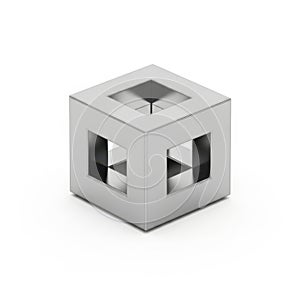 Abstract geometric metallic cube structure for business presentation and engineering