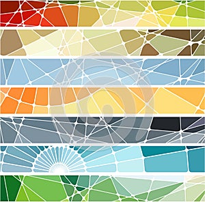 Abstract geometric mosaic banners set