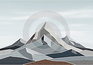 Abstract geometric mountain landscape featuring overlapping triangular