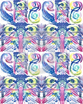 Abstract geometric multicolored watercolor background seamless pattern