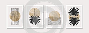 Abstract geometric, natural shapes poster set in mid century style photo