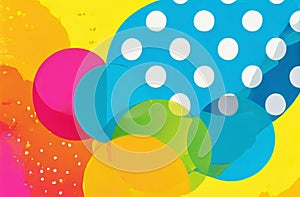 Abstract geometric neon pattern made from simple circles, shapes and bright colors