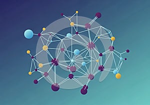 Abstract geometric network composed of interconnected nodes