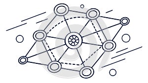 Abstract Geometric Network. Interconnected lines and data visualization. vector design Generative AI