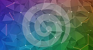Abstract geometric network pattern with gradient colors and connected nodes