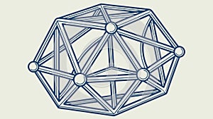 Abstract Geometric Network Sphere: Interconnected Data Globe, vector design Generative AI