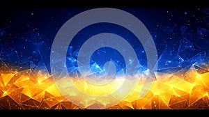 Abstract Geometric Network with Starry Sky and Golden Glow