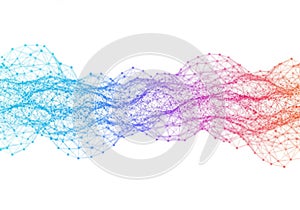 Abstract geometric network structure with gradient color transition isolated on white background