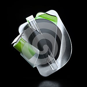 Abstract geometric object isolated on black background. 3d rendering.