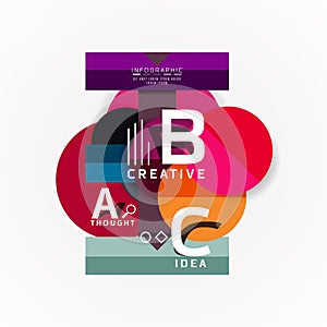 Abstract geometric option infographic banners, a b c steps process