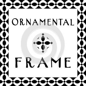Abstract geometric ornamental frame. Minimal bauhaus pattern design. Celtic motifs. Scandinavian square border for card flyer