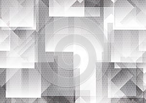 Abstract geometric overlap background modern design Gray and White color, Vector illustration with light and copy space