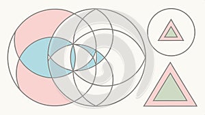 Abstract geometric overlapping circles and triangles pattern vector design Generative AI