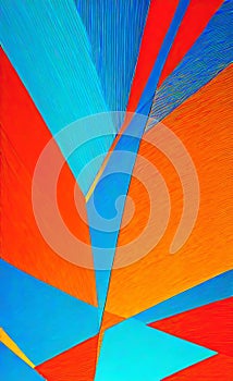 Abstract geometric paper background. Trendy blue and orange colors, active lines. Colorful gradiant with smooth geometric shapes.