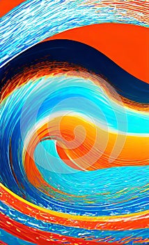 Abstract geometric paper background. Trendy blue and orange colors, active lines. Colorful gradiant with smooth geometric shapes.