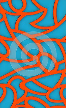 Abstract geometric paper background. Trendy blue and orange colors, active lines. Colorful gradiant with smooth geometric shapes.