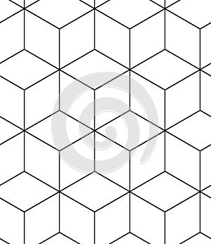 Abstract geometric pattern background with hexagonal and triangular texture. Black and white seamless grid lines. Simple