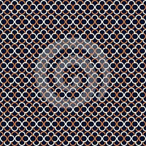 Abstract geometric pattern background with quatrefoil shapes texture. Blue and gold seamless grid lines. Simple geometry