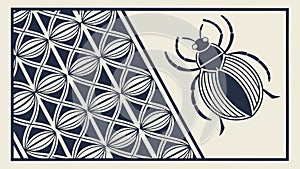 Abstract Geometric Pattern with Beetle Insect Motif, vector design Generative AI