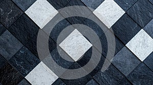 abstract geometric pattern of black and white tiles photo