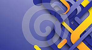 Abstract Geometric Pattern with Blue Orange Yellow 3d Shapes on Gray Background