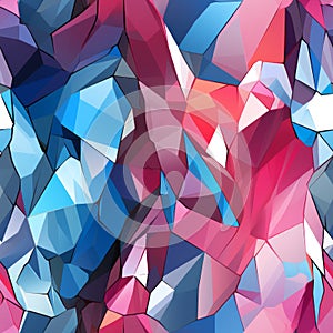 abstract geometric pattern of blue pink and red triangles