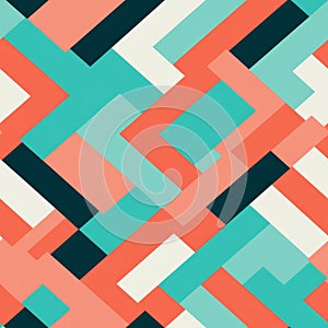 Abstract Geometric Pattern In Blue, Teal, And Orange