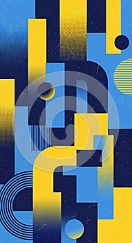 Abstract Geometric Pattern in Blue and Yellow