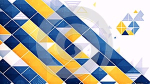 Abstract Geometric Pattern with Blue, Yellow, and White Diamonds