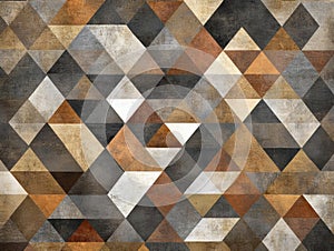 Abstract Geometric Pattern, Brown, Gray, and White Triangles