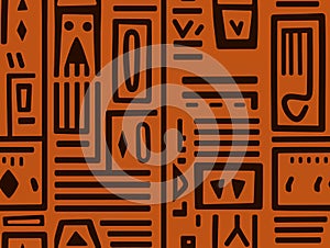 Abstract Geometric Pattern Brown and Orange Seamless