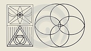 Abstract geometric pattern with circles and triangles, modern design element vector design Generative AI