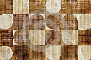 Abstract geometric pattern with circular and linear designs in earth tones