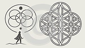 Abstract geometric pattern with circular and linear elements, vector design Generative AI