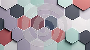 Abstract geometric pattern of colorful hexagonal tiles in a repeating design