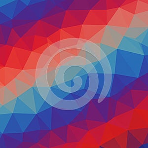 Abstract geometric pattern composed of triangular shapes in varying hues of red,