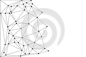 Abstract geometric pattern with connected dots and lines forming a complex triangular mesh design on white background